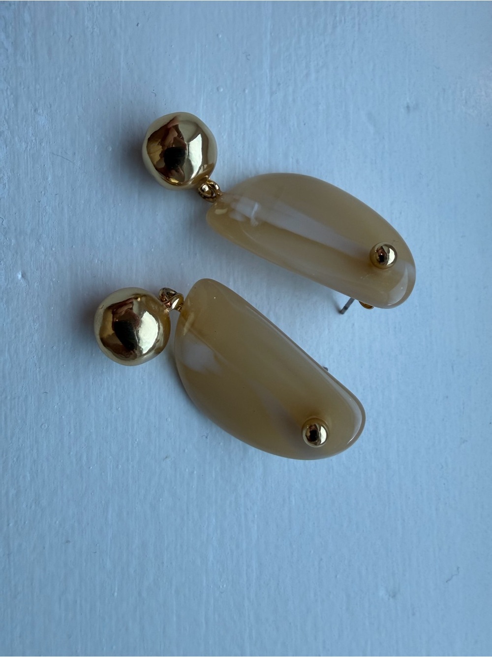 J. Crew Gold-Tone and Beige Drop Resin Earrings